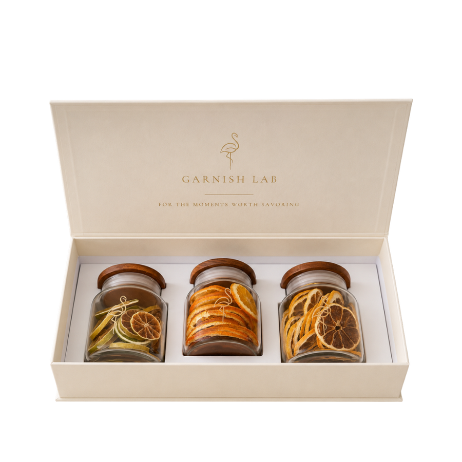 The Citrus Collection dried citrus gift set with orange, lemon and lime garnishes by Garnish Lab